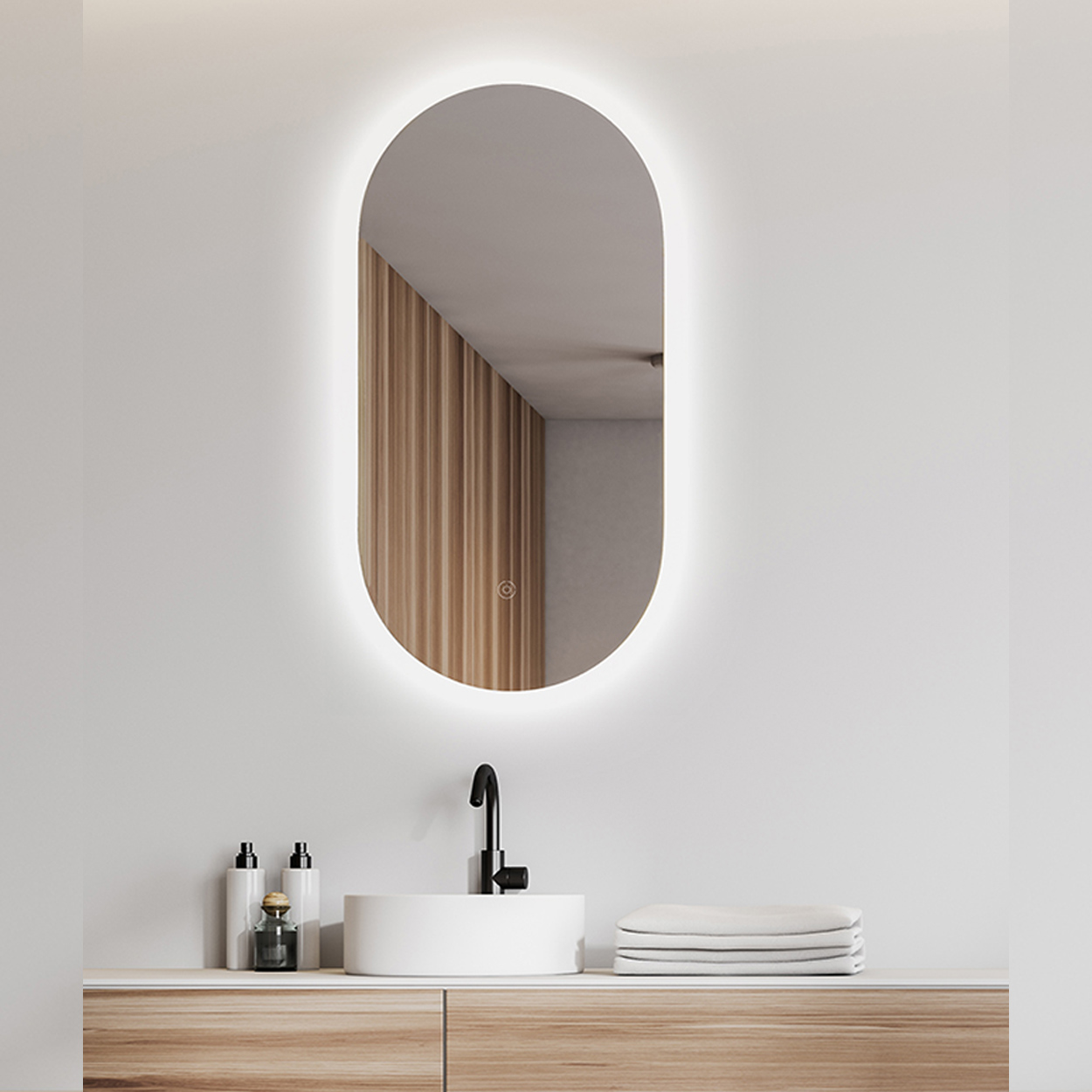 Wiesbaden Spiegel Lumia Ovaal 50x100cm - Led zonder Lijst